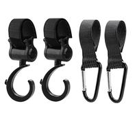 Pram Hooks, Pack of 4 - Bag Holder for Changing Bags - Pram Attachment - Non-Slip Stroller Hooks - Multi-Purpose Pram Accessories