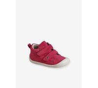 Pram Shoes in Soft Leather, Hook&Loop Strap, for Babies, Designed for Crawling fuchsia
