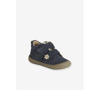 Pram Shoes in Soft Leather, Hook&Loop Strap, for Babies, Designed for Crawling navy blue