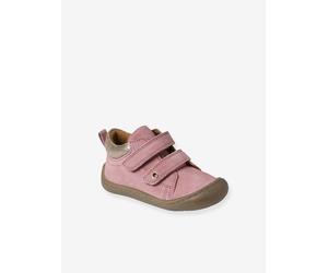 Pram Shoes in Soft Leather, Hook&Loop Strap, for Babies, Designed for Crawling rose