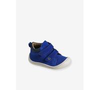 Pram Shoes in Soft Leather with Hook&Loop Strap, for Babies, Designed for Crawling electric blue