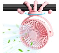 Pram Stroller Fan 20H Buggy Cooling Clip On Fan, Portable 4000mAh Battery Personal Fan for Pram Accessories Baby Cot Wagon Stroller Pushchairs Crib Bed Treadmill,Travel Holiday Essentials
