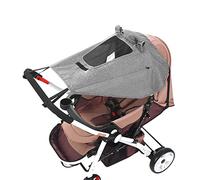 Pram Sun Shade Cover Baby Universal Stroller Sun Canopy UPF50+ Buggy Awning Waterproof Sun Shield for Carriage Foldable Adjustable Pushchair UV Protection Sunshade Umbrella with Viewing Window