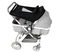 Pram Sun Shade, Universal Fit Black Sun Shade Cover, High Viewpoint Two-Way Adjustable Canopy, Durable UV Protection for Infant Strollers and Pushchairs