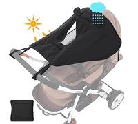 Pram Sun Shade with Breathable Viewing Window Windproof Sun Shade Covers for Pram Universal Pram Parasol with Window Blackout Black