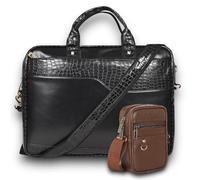 Pramadda Pure Luxury Elegant vegan leather laptop messenger file bag with sling crossbody side bag for men women travel Birthday Gifts Diwali Christmas Gifts Corporate Gifts for Office employees
