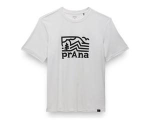 prAna | Peak Path SS Tee | Organic Cotton Graphic T-Shirt | Soft White S