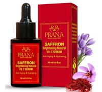 Prana Saffron Brightening Vitamin C Serum 30ml/1 fl oz | 100% Natural Skincare| Ayurvedic ingredients|Pure Saffron and Lotus | For deep hydration, Even Skin Tone, Acne & Dark Spots | Anti-aging