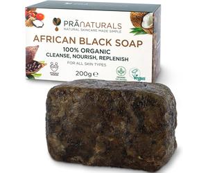 Pranaturals 100% Organic Raw African Black Soap 200G, Ethically Sourced and Hand