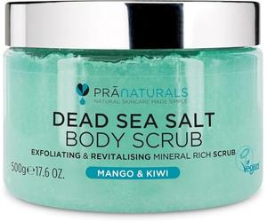 PraNaturals Dead Sea Salt Body Scrub 500G - Mango & Kiwi | Vegan & Cruelty Free, Natural Oils & Minerals, Exfoliating, Softening & Nourishing, All Skin Types, No Parabens, Moisturising