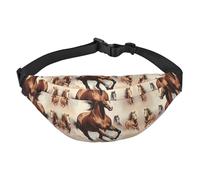 Prancing Brown Horse Boys large waist bag, travel crossbody waist bag, suitable for enjoying sports, running, cycling, travel, fishing