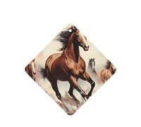 Prancing Brown Horse Pattern Car Air Fresheners 4 Pcs Square Hanging Aromatherapy Tablets Scented Fresheners For Bedroom Bathroom