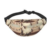Prancing White Horse Boys large waist bag, travel crossbody waist bag, suitable for enjoying sports, running, cycling, travel, fishing