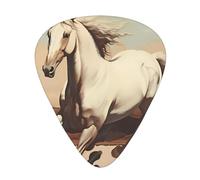 Prancing White Horse Printed guitar picks for acoustic, electric, and band players, 12 pieces in 3 different thicknesses