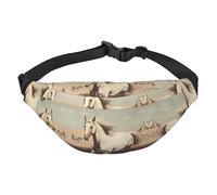 Prancing White Horse Travel Fashion Waist Bag, Suitable for Sports, Running, Cycling, Traveling, Fishing Boys Large Crossbody Waist Bag,