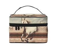 Prancing White Horse Women's Large Capacity Makeup Bag, Portable Travel Makeup Bag, (9x6.5x6.2 inches) Girls Large Makeup Bag Storage Bag