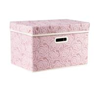 PRANDOM Collapsible Storage Boxes with Lids Fabric Decorative Storage Bins Cubes Organizer Containers Baskets with Cover Handles Divider for Bedroom Closet Living Room 14.9x9.8x9.8 Inch 1 Pack