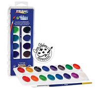 Prang Washable Semi-Moist 16 Classic Colors with 1 Brush with Shaped Pans Provide 41% More Paint