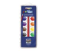 Prang Washable Semi-Moist 16 Classic Colors with 1 Brush with Shaped Pans Provide 41% More Paint