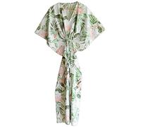 Pranipat Handicrafts Flamingo Bird Print Indian Long Loose Free Size Caftan Maxi Women Floral Hippie Nightwear Sleepwear Beach Coverup Intimate Dress (White), Orange