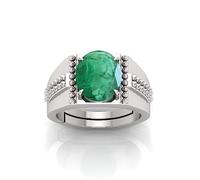 PRANJAL GEMS 15.25 Ratti Panna Stone Original Certified Emerald Stone Adjustable Woman Man Ring with Lab Certificate (KJ) Silver, Adjustable, Case, Emerald, Adjustable, Casing, Emerald