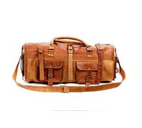 Pranjals House Brown Textured Leatherette Stylish & Spacious Weekender Duffle Bag for TravelMen and Women Leather 22 Inch Brown Short Trip Travel Duffle Bag Gym Bag, Caramel Brown, Luggage, Caramel