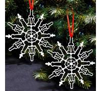 Prank Metal Penis Snowflake 3.9in - Rude Christmas Baubles, Funny Hanging Ornaments, Offensive Tree Bauble - Novelty Gifts for Adult (Silver 2pc)