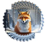 Prank Stickers A Fox with Striking Yellow Eyes Stands in A Snowy Forest Sticker 10Pcs Car Window Stickers Window Stickers for Car(12X18CM)