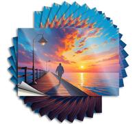 Prank Stickers A Person Walks Along A Wooden Pier As The Sun Sets, Casting Warm Hues Across The Sky Sticker 10Pcs Christmas Car Stickers Funny Bar Signs for Home Ba(12X18CM)