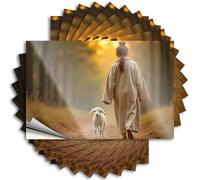 Prank Stickers A Person Walks Hand-in-Hand with A Lamb On A Forest Path. Stickers 10Pcs Funny Warning Stickers Car Window Stickers(12X18CM)