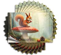 Prank Stickers A Squirrel Sits On A Red Mushroom in A Forest. Stickers 10Pcs Funny Warning Stickers Car Window Stickers(6X9CM)