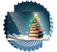 Prank Stickers A Stack of Books Forms A Christmas Tree with Colorful Lights. Stickers 10Pcs Men Cave Decor Funny Bumper Stickers(8X12CM)