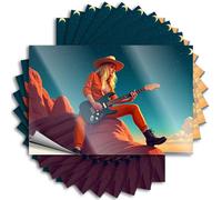 Prank Stickers A Woman in Orange Plays Guitar Under A Starry Sky Sticker 10Pcs Christmas Car Stickers Funny Bar Signs for Home Ba(12X18CM)