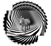 Prank Stickers A Zebra Walks Through A Black and White Striped Tunnel Sticker 10Pcs Christmas Car Stickers Funny Bar Signs for Home Ba(12X18CM)