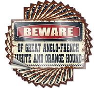 Prank Stickers Beware of Great Anglo-French White and Orange Hound Funny Sticker 10 Pcs Tool Box Stickers Funny Bar Signs for Home Bar(12X18CM)