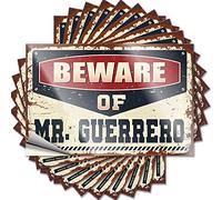 Prank Stickers Beware of Mr. Guerrero Funny Sticker 10 Pcs Funny Garage Signs for Men Bumper Sticker(8X12CM)