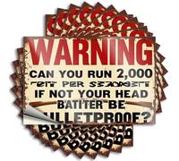 Prank Stickers Bulletproof Your Head: Can You Run 2,000 Rounds? Stickers 10Pcs Tool Box Stickers Funny Bumper Stickers for Adults(6X9CM)