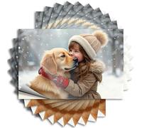 Prank Stickers Child and Dog in Winter Wonderland Stickers 10Pcs Tool Box Stickers Funny Bumper Stickers for Adults(8X12CM)