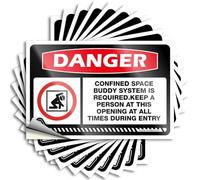 Prank Stickers Danger Confined Space Buddy System is Required Stickers 10Pcs Toolbox Stickers and Decals Stickers for Your Car(6X9CM)