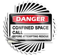 Prank Stickers Danger Confined Space Call Before Attempting Rescue Stickers 10Pcs Hardhat Stickers and Decals Funny Bumper Sticker(8X12CM)