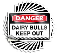 Prank Stickers Danger Dairy Bulls Keep Out Stickers 10Pcs Hardhat Stickers and Decals Funny Bumper Sticker(12X18CM)