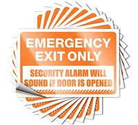 Prank Stickers Emergency Exit Only Sign, Security Alarm Will Sound If Door Opened Funny Sticker 10 Pcs Decor for Man Cave Biker Helmet Stickers(8X12CM)