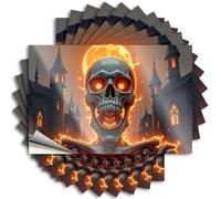 Prank Stickers for Adults A Fiery Skull Emerging from A Haunted Castle Stickers 10Pcs Vintage Bar Decor Car Bandaid Sticker(12X18CM)