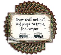 Prank Stickers for Adults Camper Rules: Thou Shalt Not Poop On Thy Mile Stickers 10Pcs Funny Bumper Stickers Garage Signs for Men Funny(12X18CM)