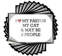 Prank Stickers for Adults I Love My Pastor Cat & May Be 3 People Stickers Cave Man Bar Little Man Cave Sign(12X18CM)