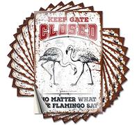 Prank Stickers for Adults Keep Gate Closed No Matter What The Flamingo Say Funny Sticker 10 Pcs Man Cave Bar Funny Signs for Home Decor(8X12CM)
