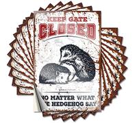 Prank Stickers for Adults Keep Gate Closed No Matter What The Hedgehog Say Funny Sticker 10 Pcs Man Cave Bar Funny Signs for Home Decor(8X12CM)