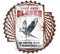 Prank Stickers for Adults Keep Gate Closed No Matter What The Parrothead Say Funny Sticker 10 Pcs Adult Stickers Funny Bar Signs for Home Bar Funny(6X9CM)