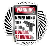 Prank Stickers for Adults Never Mind The Dog Beware of Owner Funny Sticker 10 Pcs Man Cave Bar Funny Signs for Home Decor(12X18CM)