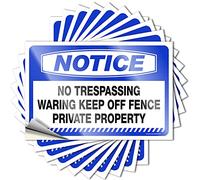 Prank Stickers for Adults Notice No Trespassing Warning Keep Off Fence Private Property Stickers 10 Pcs Hardhat Stickers and Decals Funny Sticker(6X9CM)